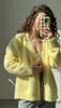 Women Knitted Thick Cashmere Wool Cardigan Chic V Neck Single Breasted Long Sleeve Sweater Fall Winter Coat Outwear