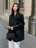 Spring Autumn Elegant PU Leather Office Jacket Long Sleeve Blazer Slim Fit with Lapel Flap Pockets for Women Clothing