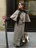 Elegant Cloak Double Breasted Long Coats Women Retro Lapel Double Side Loose Coat Female Autumn Winter Lady Outwear