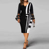 Plus Size Midi Dress for Women Elegant Print Party Dress Long Sleeve Dress
