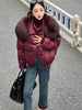 Winter Women Goose Down Jacket Natural Raccoon Fur Collar Coats Parka Puffer Jackets Outwear Coats
