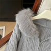 Twist Texture Fur Collar Hooded Knit Cardigan Women Winter Relaxed Slim Casual Joker Sweater Female Coat Tops