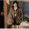 Winter Double Sided Wearable Plus Velvet Thick Warm Loose Women Parka Coats Fleece Hooded Casual All-match Cotton Padded Jackets