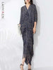 High End Pleated Maxi Dress Women V Neck Batwing Sleeves Stitching Color Tassel Elegant Dresses Ladies Clothes 2DA1641