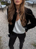 Solid Velvet Women's Jacket Stand Collar Long Sleeve Waist Cinching Coat Chic Spring Autumn Evening Street Wear