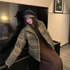 Y2K Street Plaid Print Cotton-Padded Jacket Women Winter Thicken Warm Puffy Bread Coat Korean Retro Student Down Cotton Parkas
