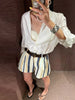 Colorful Striped Wide Leg Trousers Women Bohemian High Waist Multi-color Panelled Slim Straight Pants Lady Beachwear