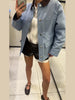 Oversized Tie Waist Short Trench Coat Stand Collar Long Sleeve Patch Pockets Spring Chic Daily Casual Women Jacket