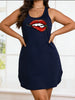 Women's Large-Sized Blazer Dress - Lightweight and Breathable Casual Design with Bold Lip Print and Pattern Patterns