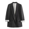 Women Solid Blazer Notched Collar Long Roll up Sleeves Female Chic Office Lady Business Outfits