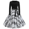 Harajuku Vintage Woman Music Note Print Elegant Party Dress Casual Women's Retro Long Sleeve Spring Autumn Midi Dresses
