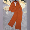 Spring Autumn Small Suit Set Two Piece Set Women's Casual Lapel Blazer Coats Suit Straight Leg Pants Suit 2 Pice Set Streetwear