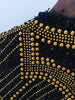 High Street F/W Designer Jacket Women's Metal Rivet Beaded Tweed Jacket