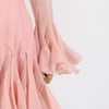 Women's Irregular Pleated Patchwork Long Flare Sleeve Waist Cinching Midi Dresses Female Clothing
