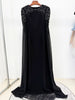 High Street Party Vestido Women's Full Sleeve Diamonds Beaded Maxi Long Dress