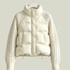 Winter Women Down Cotton Parkas Jacket Cable Knit Sleeve Spliced Stand Collar Thick Warm Short Coat Petite Ladies Outerwear