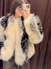 Women Color Block Faux Fur Coat Casual Round Neck Long-sleeved Fluffy Warm Crop Coats Winter Lady Chic Daily Street Jacket