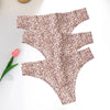WarmSteps 3Pcs/Set Sexy Leopard Thongs Women's Panties Thongs Female Underwear Seamless Printed Panties Ice Silk Briefs
