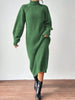Winter Knit Dresses Women Turtleneck Straight Long Dress Autumn Solid Full Sleeve Thick Casual Vestidos Basis Lady