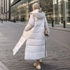 Cotton Coat Long Parka Coat Jacket Women Autumn Winter Thick Warm Coats Woven Block Hooded White Down Parkas