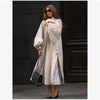 Women's Brown Stand Up Collar Long Long Trench Coat Lantern Sleeve Side Slit Loose Windbreaker Spring Autumn Coat