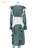 Elegant Loose Slim Womens Dress Casual O-Neck Long Sleeve Office Midi Dresses Ruffle Patchwork Female Dress