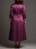 Women Plus Size Satin Midi-Length Jacket Two‑Piece Set Elegant Lapel Long Coat With Lace V‑Neck Midi Party Evening Dresses Sets