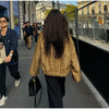 Gold Sequins Bomber Jacket For Women Chic Stand Collar Long Sleeve Coat Female Winter Autumn Lady Street Outerwear