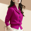 Spring Autumn Women Sweaters Elegant Solid Color Lapel Long Sleeved Knitted Cardigan Jacket Korean Female Knitwear Tops