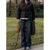 Casual Jeans Straight Leg Women Autumn Winter Vintage Loose Retro American Style Streetwear Chic Wide Leg Pants Women's