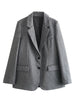 Women With Pockets Striped Single Breasted Blazer Vintage Notched Neck Long Sleeves Female Chic Lady Outfits