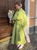 Green Oversized Belt Overcoat Elegant Long Sleeve Women Pleated Lapel Lace Up Windbreaker Autumn Lady Casual Street Outerwear