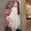 8 Colors Women Mantle Winter Faux Fur O Neck Poncho Cardigan Overcoat Outer Loose Capes Cloak Big Pendulum Oversize Belt Coat