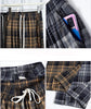Women's High Waist Plaid Trousers Autumn Winter Korean Retro Straight Pants Loose Fit Drawstring Wide Leg Trouser Mujer