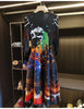 Niche Design Printed Lantern Sleeve Women's Dress Elegant Round Collar Elastic Famale Clothing 2DB6610