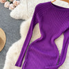 Winter Women Knit Maxi Dress O Neck Autumn Long Sleeve Slim Solid Harajuku Ladies Pencil Sweater Long Dresses