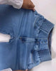 Allukasa autumn winter Elegant High Waist Button Front Casual Female Jeans Sexy Back Shirred Trouser Bottom