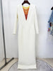 High Street Designer Vestido Women's Diamonds Beaded Chains Long Maxi Dress