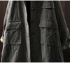 Women Vintage Hooded Button Parkas Plus Cotton Winter Coats Solid Color Patchwork Pockets Warm Long Parkas