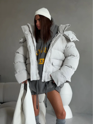 Chic All-Matched Solid Women's Cotton Coat Hooded Zipper Full Sleeves Thicken Bread Coats Autumn Winter Lady Tops