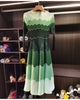 Designed Women's Pleated Dress O-neck Loose Fit Color Block Beaded Long Sleeve Famale Clothing 2DB6598