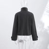 Solid Faux Suede Jackets Women's Stand Collar Full Sleeves Zip Cropped Coat Autumn Winter Lady Casual Outerwear