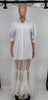 Women Puff Half Sleeve Cascading Ruffles Mesh Patchwork Shirt Style Maxi Dress Autumn Street Long Dresses Vestidos