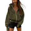Solid Color Oversized Zipper Jacket for Women Spring Autumn Loose Versatile Hooded Sweatshirts Pocket Casual Hoodies Outerwear