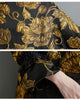 Gold Flowers Jacquard Korean Style Woman Winter Loose Fit Chic Dress Big Size Turtleneck Girls Unique Casual Robe JJXD679