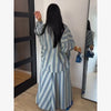 Loose Plaid Shirt Pants Two-piece Set Three Quarter Sleeve Oversize Blouses Wide Leg Pants Suit Women Casual Sets