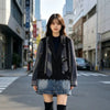 Splicing Plaid Denim Blazer Women's Heavy Industry Belt Design Loose Fake Two Pieces Casual Jacket Top