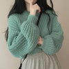Fall Winter Short Knitted Cardigan Women Thicken Warm Single-Breasted Sweater Female Solid O-Neck Long Sleeve Knitwear Coat