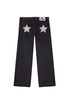 Gothic Womens One Dilemma Jeans Y2K Clothing Sequin Five Pointed Star Rivet Retro Jeans Mid Rise Wide Leg Trousers