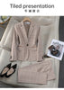Apricot Plaid Pant Suits for Women Blazer British Style Capable Professional Clothing OL Clothes Suit Pants